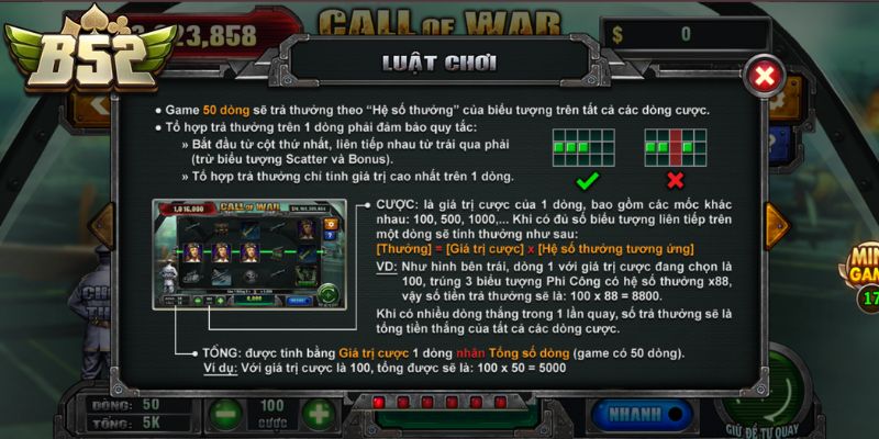 Call Of War B52Club - Đột Phá Doanh Trại Nhận Jackpot 2 Thiết lập mức cược call of war B52Club chuẩn xác