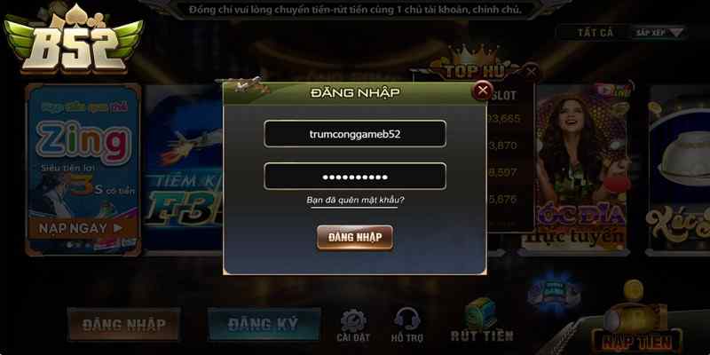 Hướng dẫn cách thức để đăng nhập B52Club